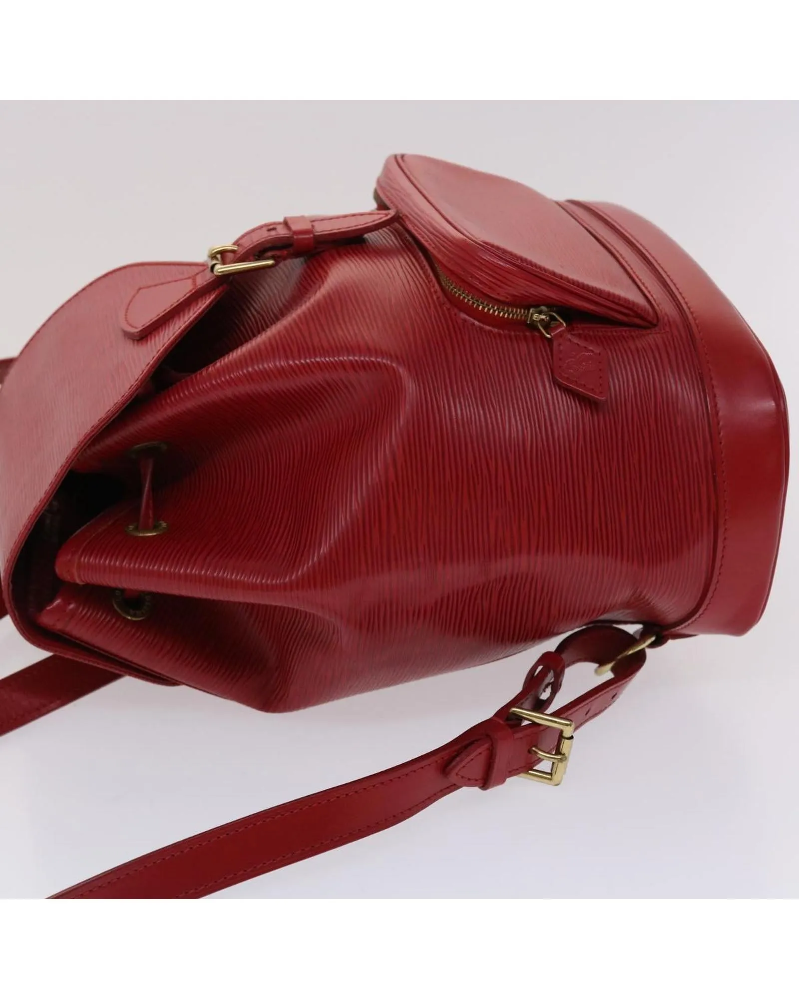 Red Epi Leather Backpack with Dust Bag - France Made