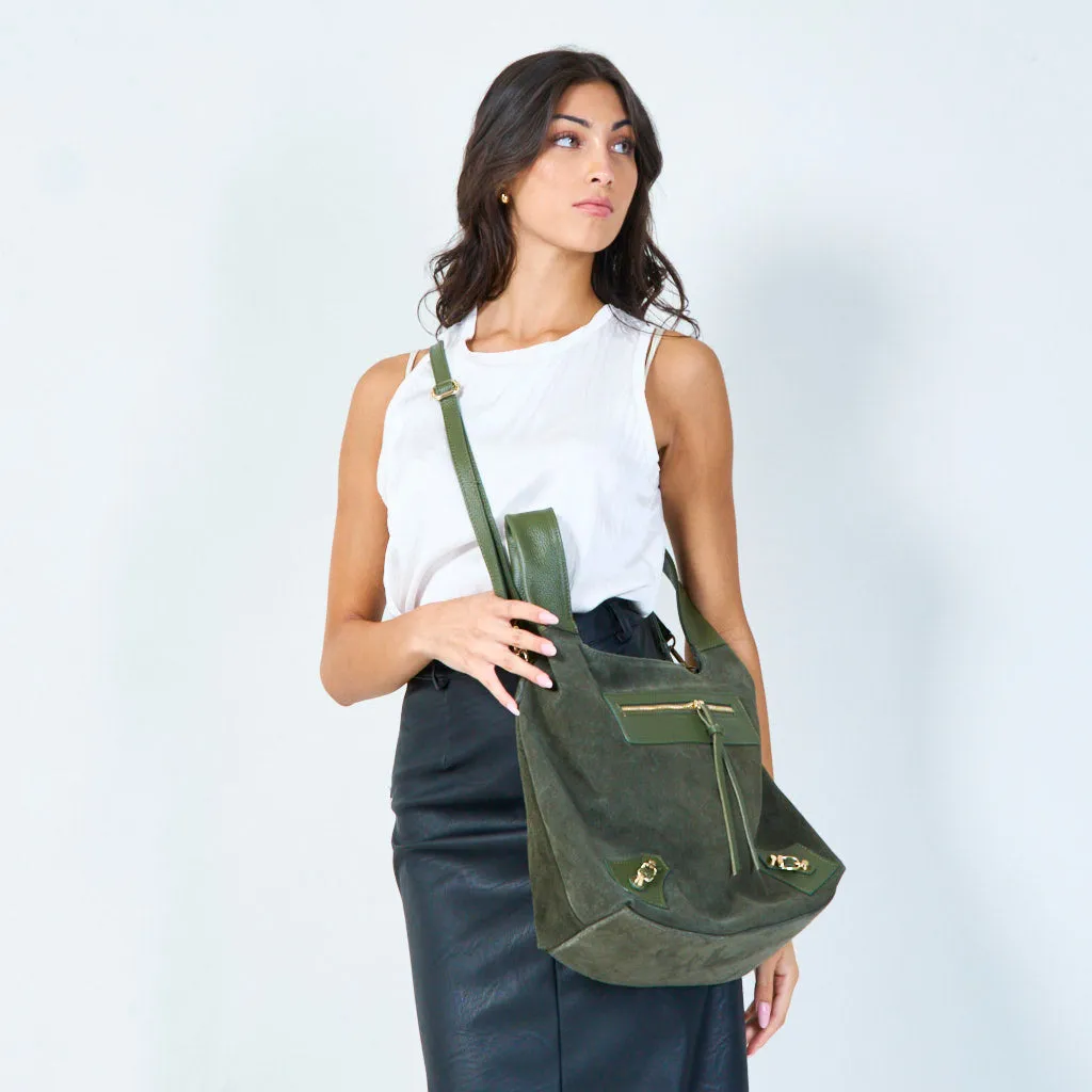 Suede multi-pocket crossbody bags wholesale