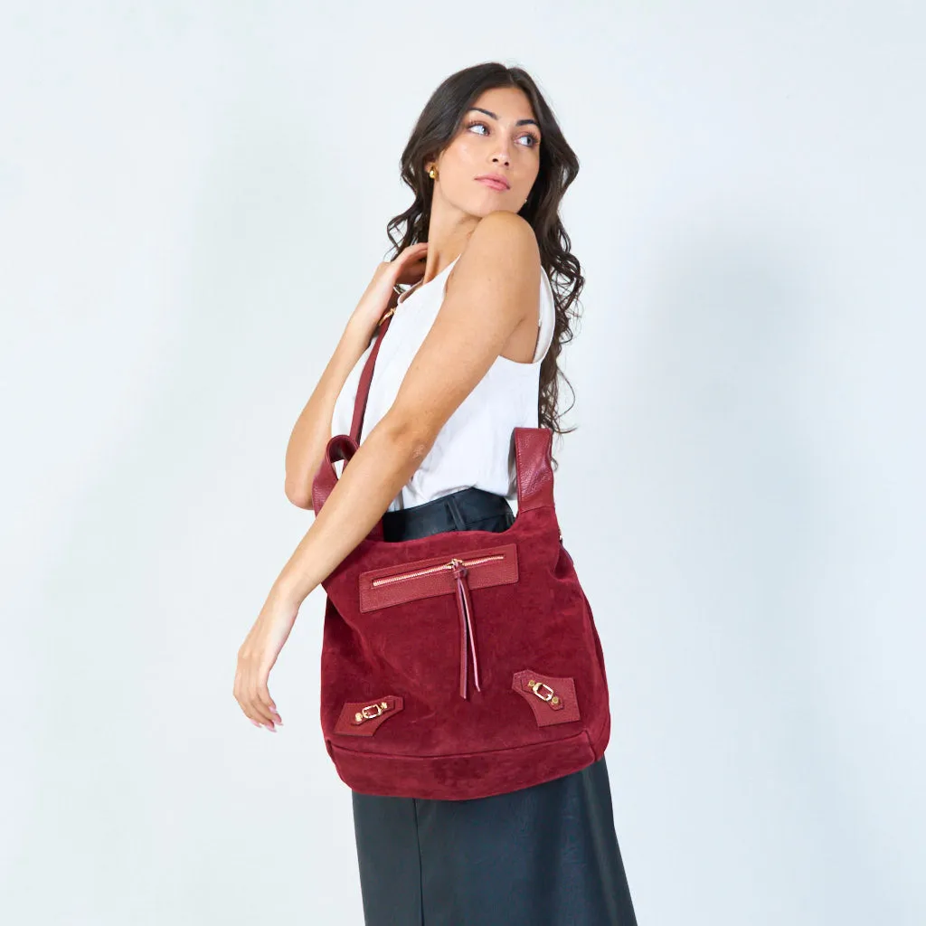 Suede multi-pocket crossbody bags wholesale