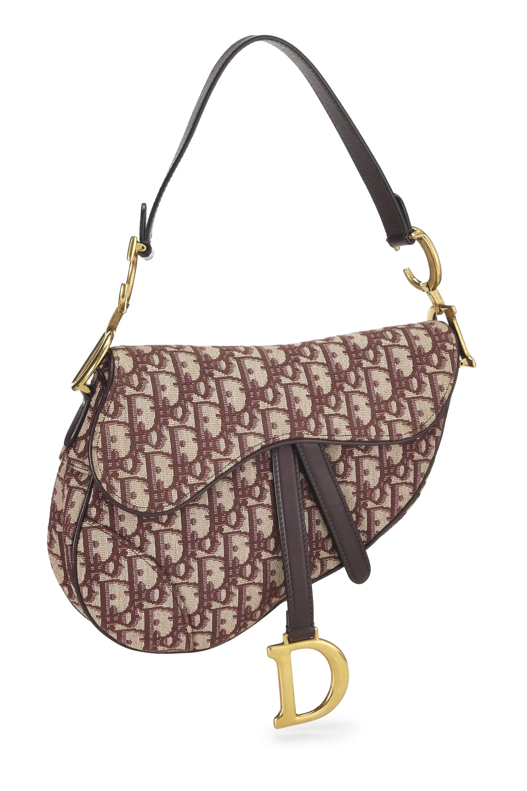 Trendy Inspired Dior,  Burgundy Oblique Jacquard Canvas Saddle Bag Nm, Burgundy