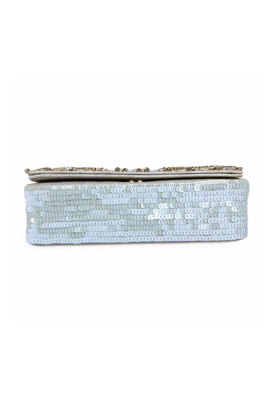 White Shaiza Hand-Embroidered Clutch