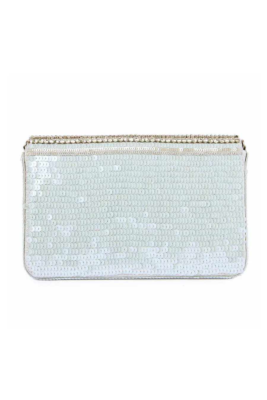 White Shaiza Hand-Embroidered Clutch